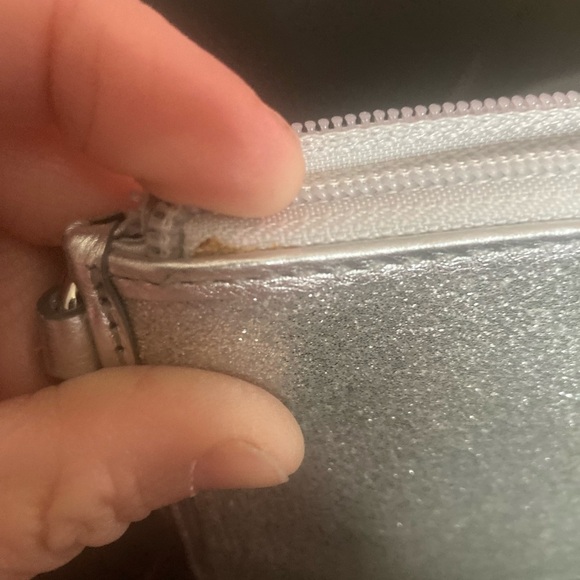 Coach Vintage glittery silver skinny zip wristlet wallet. Good used condition - Picture 6 of 9